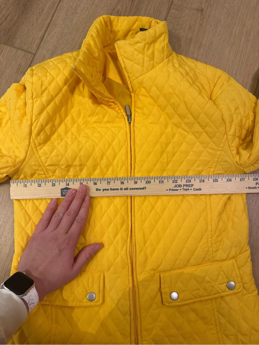 Jane Ashley Canary Yellow Quilted Puffer Jacket Lightweight Size Petite Med PM